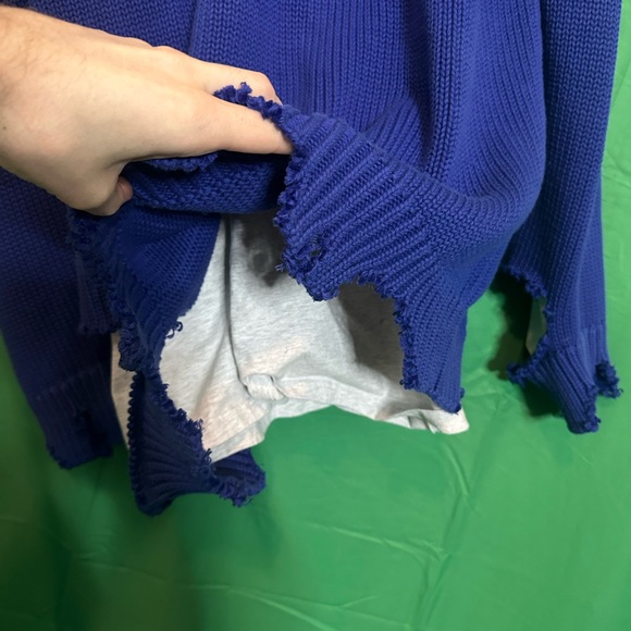 BALENCIAGA destroyed knit layered hybrid campaign hoodie blue NWT - Picture 12 of 16